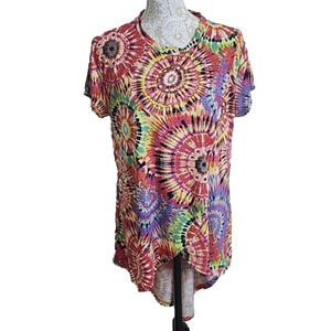 Ashley Blue tie dyed high low top, size 3XL